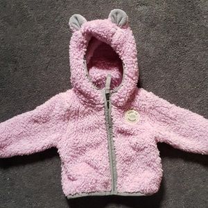 The North Face pink fuzzy jacket size 3-6 month